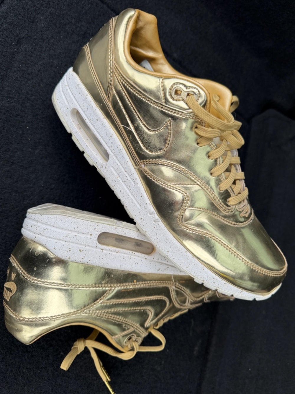 Nike iD Air Max 1 Liquid Gold Ladies Sneakers, Size 10 - Picture 2 of 12